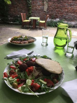 falafel plate with home made hummus  at Zielona Micha in Poznan