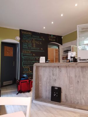 Menu and counter at Zielona Micha in Poznan