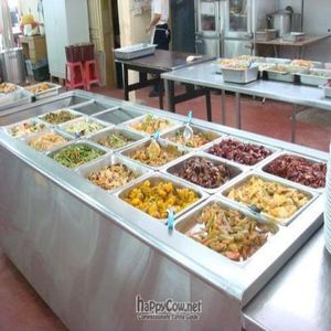 The buffet dishes at Dharma Realm Guan Yin Sagely Monastery in Kuala Lumpur