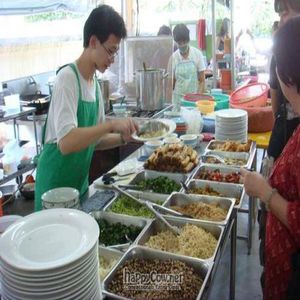The Salad Stall, where you can put those ingredients in a green curry soup. Or they serve pita sandwiches with faux pork floss at Dharma Realm Guan Yin Sagely Monastery in Kuala Lumpur