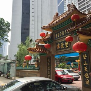Entrance with Busstop  at Dharma Realm Guan Yin Sagely Monastery in Kuala Lumpur
