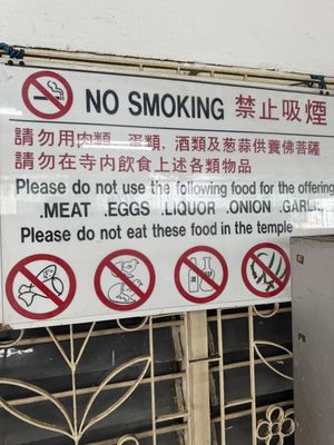 Sign insidee  at Dharma Realm Guan Yin Sagely Monastery in Kuala Lumpur