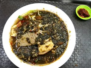 Penang hokkien noodles at Dharma Realm Guan Yin Sagely Monastery in Kuala Lumpur