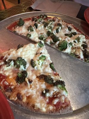 Vegan broccoli walnut pizza  at Extreme Pizza in Arlington