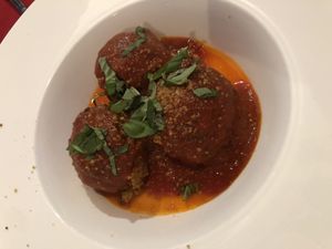 Vegan meatball  at Leona & 3 Brothers in Lynbrook