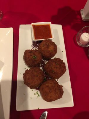 Vegan arancini. So good! at Leona & 3 Brothers in Lynbrook