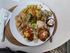 First plate of buffet at The Sacred in Zurich