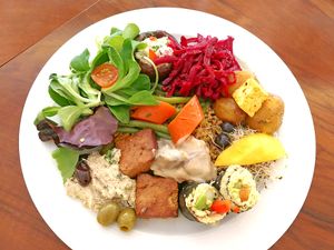 Choose from an opulent buffet in the Sacred - everything is made of vegan, organic whole foods. at The Sacred in Zurich