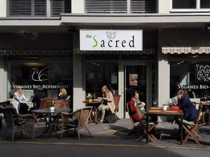 Enjoy delicious organic vegan food In The Sacred - inside or outside on the terrace. at The Sacred in Zurich