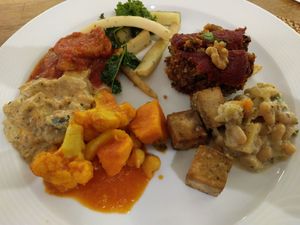 Sample buffet plate at The Sacred in Zurich