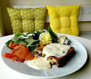 Greek Moussaka GF plus sides at Kaya Vegan Foods in Surbiton