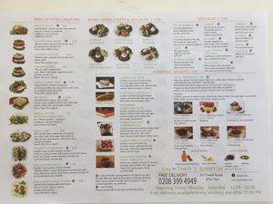 menu back at Kaya Vegan Foods in Surbiton