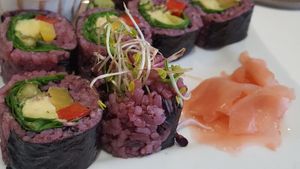 Green rolls - my favourite dish at Kaya Vegan Foods in Surbiton