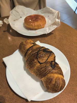 Croissant and doughnut at Santa Clara Bakery  in Barcelona