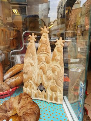 Sagrada bread at Santa Clara Bakery  in Barcelona