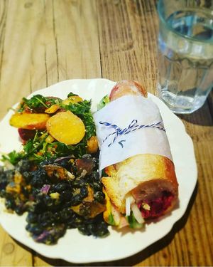 sandwich and salad at The Harbinger Cafe & Bakery in Charleston