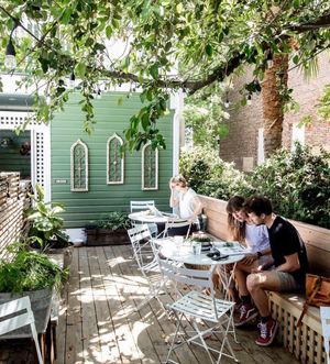 Outdoor dog friendly patio  at The Harbinger Cafe & Bakery in Charleston
