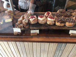 Vegan donuts 🤤 at The Harbinger Cafe & Bakery in Charleston