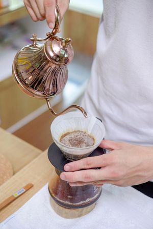 Manual brew process at LN Fortunate Coffee - Cemara Asri in Medan