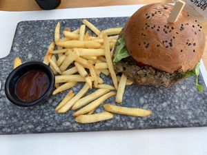 The cold vegan burger  at Carpe Diem in Zakynthos