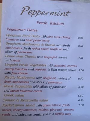 Vegetarian menu  at Peppermint Fresh Kitchen in Zakynthos