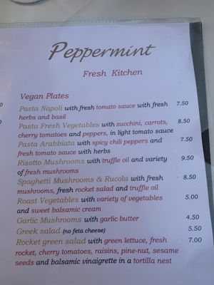 Vegan menu!  at Peppermint Fresh Kitchen in Zakynthos