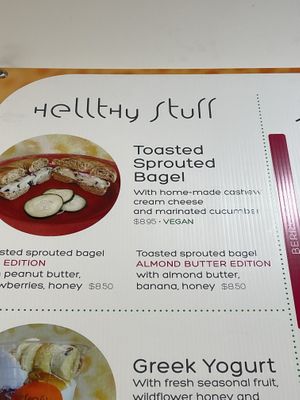 Vegan bagel and cream cheese  at Fresh From Hell in New York City