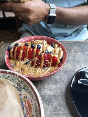 Peanut butter açaí bowl  at Fresh From Hell in New York City