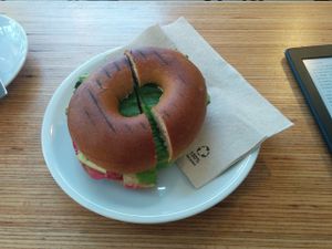 Avocado-beetroot hummus bagel at My Deli Love  in Berlin