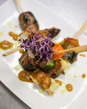 Vegetable Skewers (vegan GF) at Mama's Picanteria in Sitges