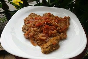 bistec veggie  at Mar y Hojas Cocina Vegana in Cartagena