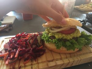 Vegan burger !  at Mar y Hojas Cocina Vegana in Cartagena