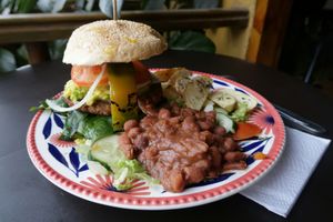 Mexican Burger at Mar y Hojas Cocina Vegana in Cartagena