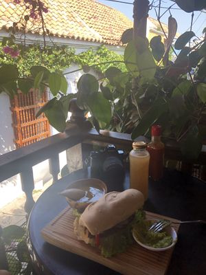 Balcony view at Mar y Hojas Cocina Vegana in Cartagena