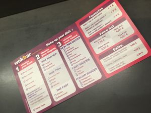 English menu avAilable at Wokbar in Grenoble