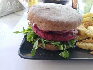 My burger with another view at Gutsy in Carcavelos