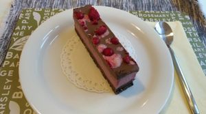 berries and chocolate cake at She's Green Boutique & Atelier in Sibiu