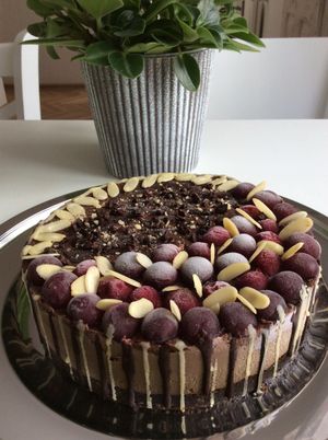 Ciocolate & morello cherry raw cake.
 at She's Green Boutique & Atelier in Sibiu