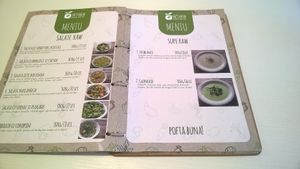 menue at She's Green Boutique & Atelier in Sibiu