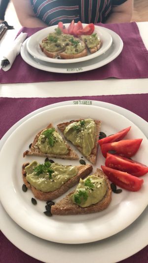 Avocado on toast as breakfast at She's Green Boutique & Atelier in Sibiu