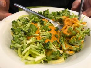 Please notice the fine cutting of the broccoli.  Beautiful!  Tasted great! at She's Green Boutique & Atelier in Sibiu