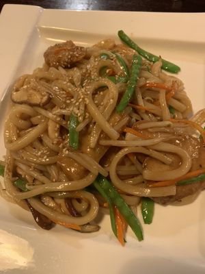 Stir-fried udon noodles   at Wild Ginger in Brooklyn
