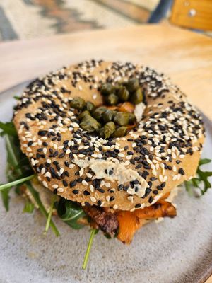 Salmon bagel at Goldig in Lagos