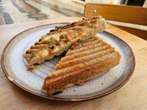 Cheese and tomato toast at Goldig in Lagos