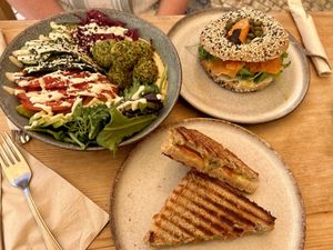 Falafel Bowl, Bagel No2, and Grilled Cheesee  at Goldig in Lagos