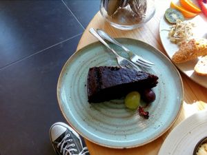 vegan chocolate cake at Goldig in Lagos