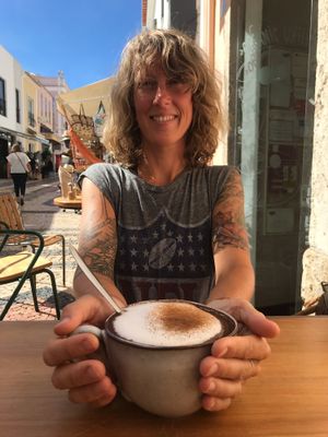 chai latte with oat milk at Goldig in Lagos