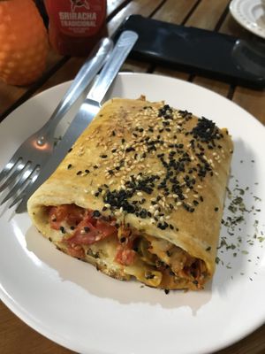 Salgado de calabresa vegana e legumes  at Pop Art Cafe in Foz Do Iguacu