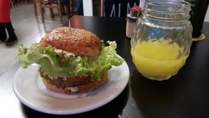 Delicious Hamburger at Pop Art Cafe in Foz Do Iguacu