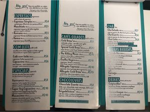 Drink menu  at Pop Art Cafe in Foz Do Iguacu